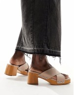 chunky heel sandals in taupe