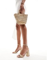 ‌Stylish Wink 2 block heeled sandals in natural jute