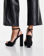Wide Fit Noun platform barely there block heeled sandals in black