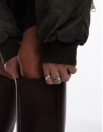 Taz premium leather knee high heeled boots in burgundy