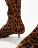 Certain extreme mini kitten heel sock knee boots in leopard