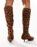 Certain extreme mini kitten heel sock knee boots in leopard