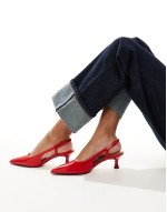 pointed slingback heeled pumps in red