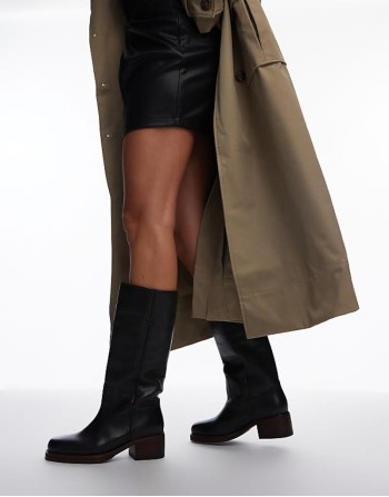 Kyley knee boots in black vintage leather