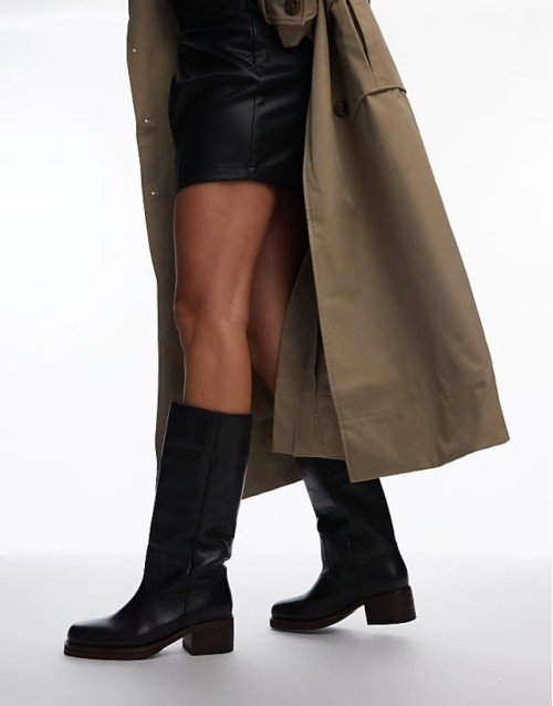 Kyley knee boots in black vintage leather