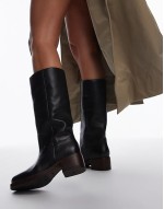 Kyley knee boots in black vintage leather