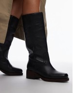 Kyley knee boots in black vintage leather