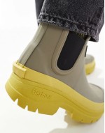 Babour Nimbus contrast sole short wellington boots with khaki