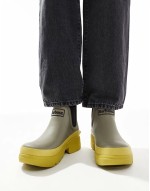 Babour Nimbus contrast sole short wellington boots with khaki