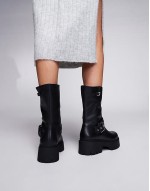Kris chunky biker boot in black