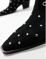 western boot in black suede with studs