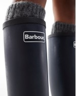 Abbey tall wellington boot with logo detail in navy