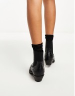 faux croc detail western boot in black