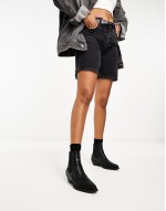 faux croc detail western boot in black