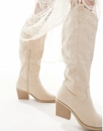 Taxas western boots in faux suede cream