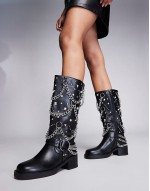 Fillmore biker boot with hardware in black