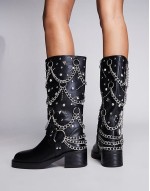 Fillmore biker boot with hardware in black