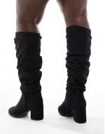 slouchy knee boot in black