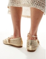 woven ballet flat in gold