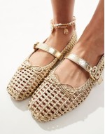 woven ballet flat in gold