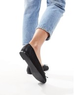 Lula bow ballet flats with strap in black mesh