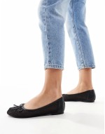 Lula bow ballet flats with strap in black mesh