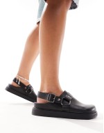 clog with buckle detail strap in black