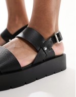 Tayla double strap sling back sandals in black