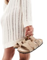 Wide Fit Field mule flat sandals in beige