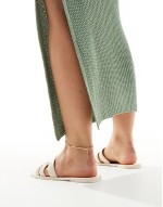 50% New Wide Fit Fame woven jelly flat sandals in beige - BEIGE