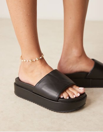 Festival flatform footbed mules in black