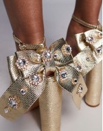 Crawley platform heeled sandals with bow in gold