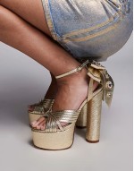 Crawley platform heeled sandals with bow in gold